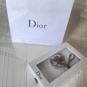 Dior Silver and Pink Charm Keychain
